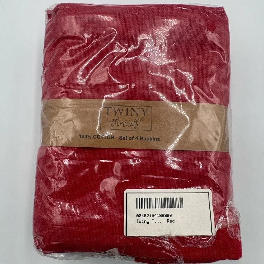 Twiny Threads Red Cotton Napkin Set - Set of 4